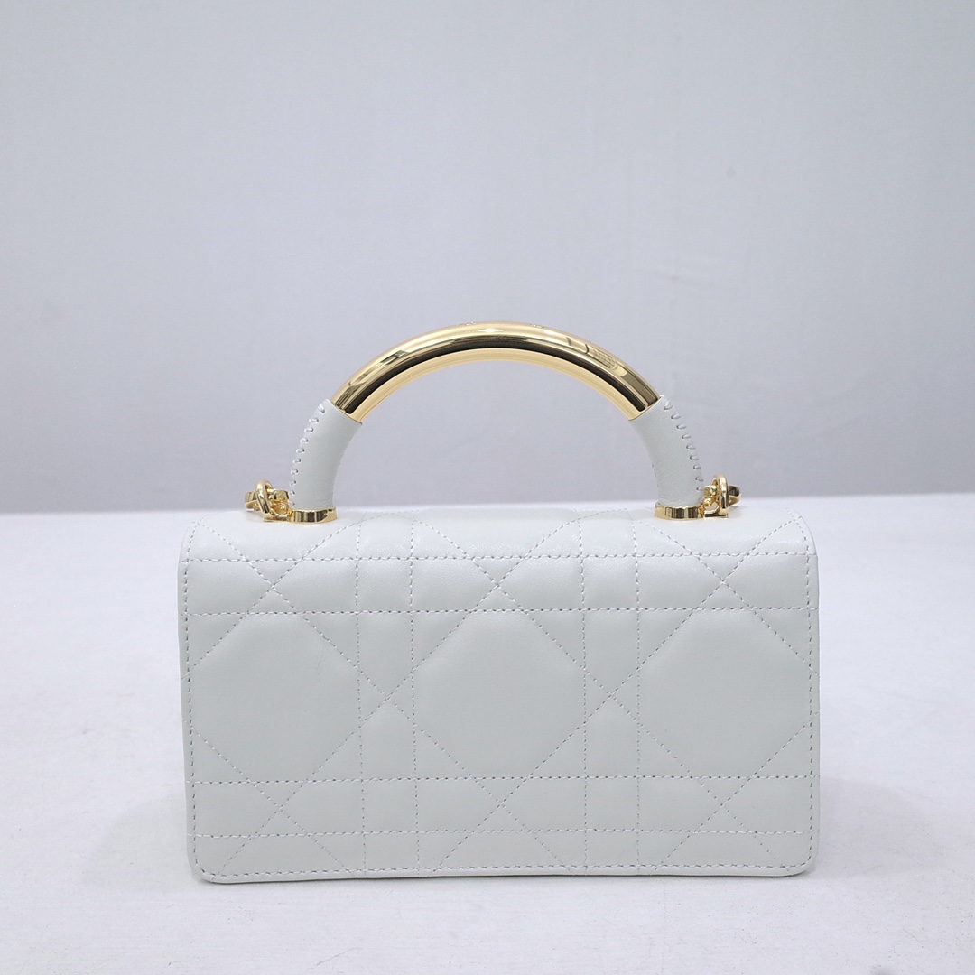 Mini Dior Ange Bag White Macrocannage Lambskin